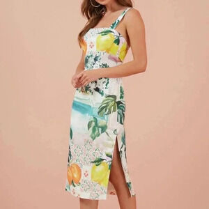 Finders Keepers |Citrus Watercoloor Linen Viscose Blend Dress Amalfi XS US 0-2